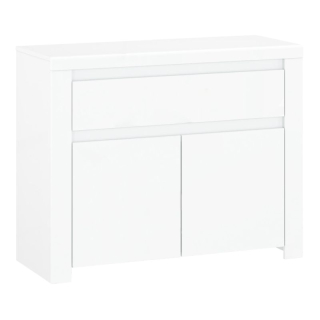Komoda, 106cm, kombinovaná, biely lesk, LINDY 2D1S