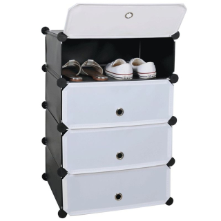 Modulárny organizér na topánky, 49cm, čierny, biely, PORET