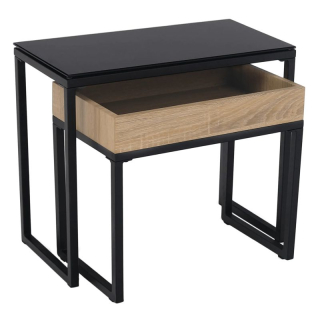Set dvoch konferenčných stolíkov, 60x30cm, dub, čierny, DAGOR