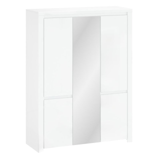 Skriňa, 151cm, kombinovaná, biely lesk, zrkadlo, LINDY 5D