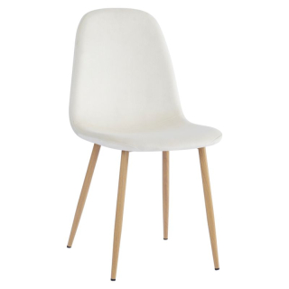 Stolička jedálenská, béžová Dulux Velvet  látka, nohy kov buk, LEGA NEW
