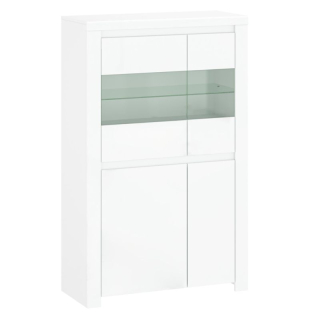 Vitrína, 98cm, biely lesk, LINDY 2D2W