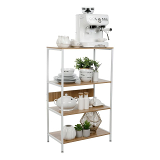 Regál, 60cm, 4-policový, biely, dub sonoma, SALVE