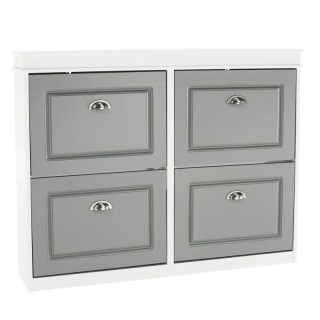 Botník, 104cm, 4-radový, biely, sivý, SEBER TYP 5