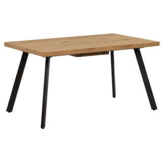 Jedálenský stôl, 140x80cm, rozkladací, MDF, dub, čierny, AKAIKO