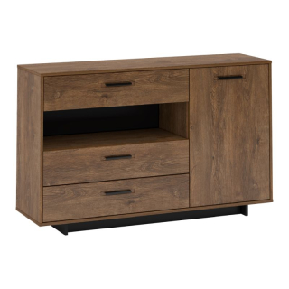 Komoda, 139cm, kombinovaná, dub bolzano, čierna, DELIS E