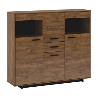 Komoda, 158cm, kombinovaná, dub bolzano, čierna, DELIS K