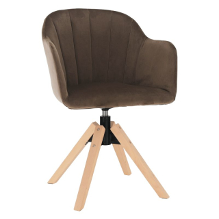 Otočné kreslo, buk drevo, sivohnedá taupe látka, DALIO