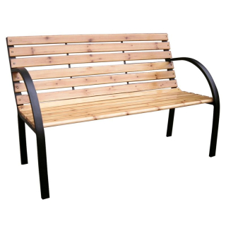 Záhradná lavička, 122cm, kov čierny, masív prírodný, LACEA