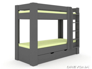 Drevona, Posteľ, REA PIKACHU, poschodová, pravá, graphite