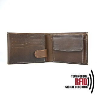 Kožená RFID peňaženka vybavená blokáciou RFID / NFC, svetlo hnedá farba č.8552, ručne tieňovaná
