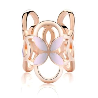 Rúrková ozdoba na šatky s ružovými kvetmi v zlatej farbe