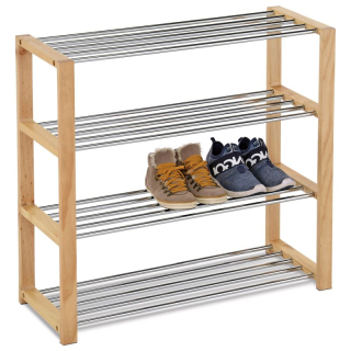 Botník, 80cm, masív, prírodný, chróm, 83168-14 NAT