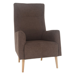 Kreslo ušiak, buk drevo, hnedá látka, SAMY