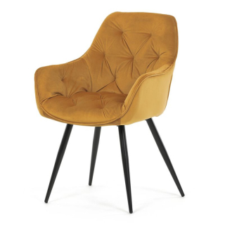 Jedálenská stolička, žltá, zamatová, látka, DCH-421 YEL4