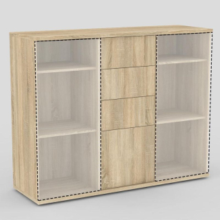 Skrinka kombinovaná REA ALBERTA 03A, 2x posuvné dvierka, dub bardolino