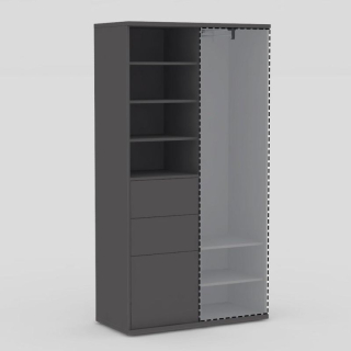 Dvojdielna skriňa REA ALBERTA 05A, 1x posuvné dvierka, graphite