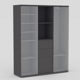 3-dielna skriňa REA ALBERTA 06A, 2x posuvné dvierka, graphite