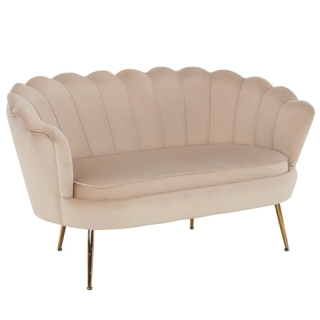 Lavica, Art-deco, nohy gold chróm, béžová látka, NOBLIN