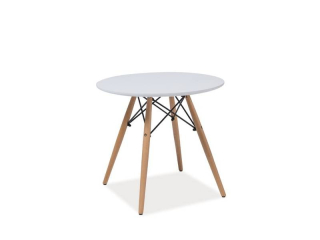 Jedálenský stôl, okrúhly 90cm, MDF, biely, buk, Signal, SOHO 90
