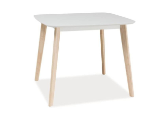 Jedálenský stôl, 90x80cm, MDF, biely, dub bielený, Signal, TIBI