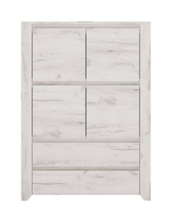 Komoda, 84cm, kombinovaná, dub white craft, HESTRA TYP 33