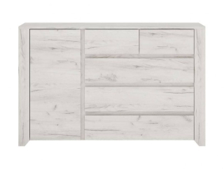 Komoda, 119cm, kombinovaná, dub white craft, HESTRA TYP 41