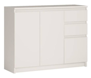 Komoda, 109cm, kombinovaná, biela, ARMADIO A1 3D2S