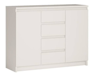 Komoda, 109cm, kombinovaná, biela, ARMADIO A1 2D4S