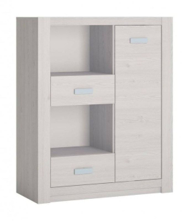 Komoda, 91cm, kombinovaná, dub craft, modrá, NORVIK LLOK01