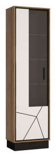 Vitrína, 56cm, dub catania, čierna perla, biely lesk, SOPERO BROV01L