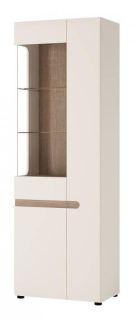 Vitrína, 64cm, biela, biely lesk, dub truflowy, LYNATE TYP 01L