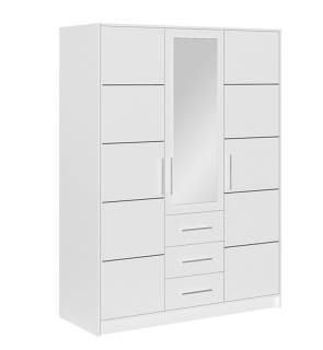 Skriňa, 147cm, kombinovaná, biela, zrkadlo, BALI D3