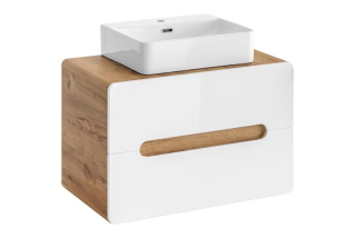 Skrinka do kúpeľne, 80cm, dub craft zlatý, biely lesk, ARUBA WHITE 829