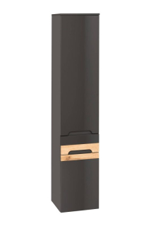 Vysoká skrinka, 35cm, sivá, lesk, dub wotan, GALAXY GRAFIT 800