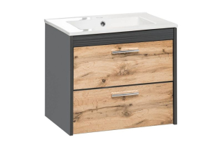 Skrinka pod umývadlo, 60cm, dub wotan, antracit, IBIZA ANTRACIT 820