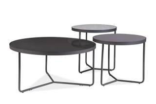 Set konferenčných stolíkov, 80x80cm, svetlo sivý, sivý, čierny, Signal, ARTEMIDA