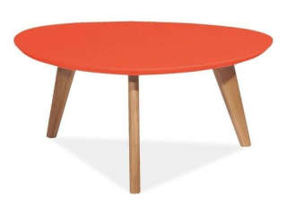 Konferenčný stolík, 80x80cm, červený, dub, Signal, MILAN L3