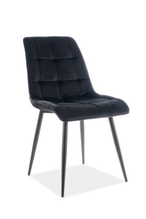 Jedálenská stolička, čierna látka, nohy kov čierny, Signal, CHIC VELVET
