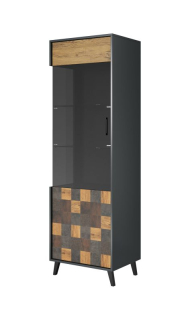 Vitrína, 60cm, antracyt, alpinechce dunkel, aquare dance dark, SOUL 1D