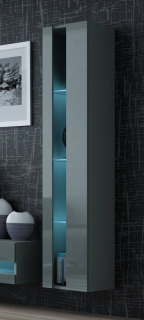 Závesná vitrína, 40cm, sivý mat, sivý lesk, VIGO NEW 180