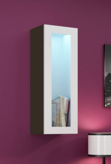 Závesná vitrína, 35cm, latte mat, biely lesk, VIGO 90 SKLO