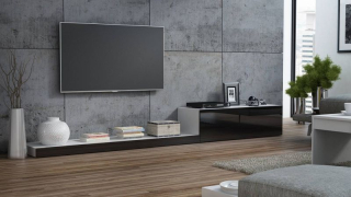 Televízny stolík, 300cm, biely, čierny, LIFE