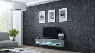 Televízny stolík, 140cm, biely, sivý, VIGO NEW 140