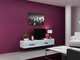 Televízny stolík, 180cm, biely, VIGO NEW 180