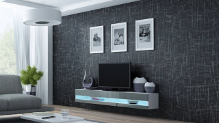 Televízny stolík, 180cm, biely, sivý, VIGO NEW 180