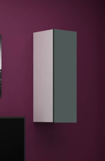 Závesná skrinka, 35cm, biely mat, sivý lesk, VIGO 90 PLNA