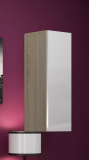 Závesná skrinka, 35cm, dub sonoma, biely lesk, VIGO 90 PLNA