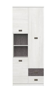 Regál, 80cm, smrekovec sibiu svetlý, sivá potlač, NAMUR REG3D2S