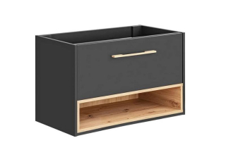 Skrinka pod umývadlo, 80cm, sivá, dub artisan, BORNEO COSMOS 821